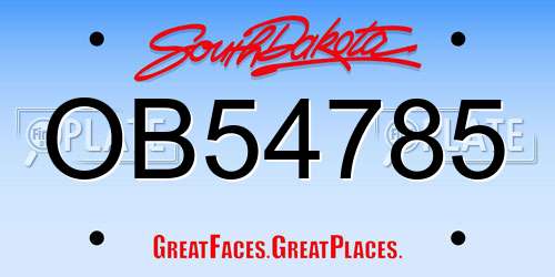 OB54785 South Dakota License Plate