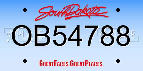 OB54788 South Dakota License Plate