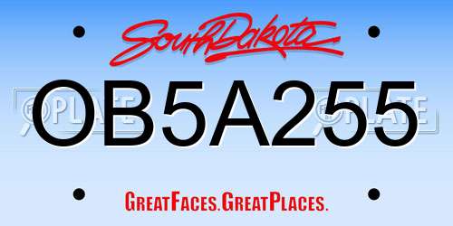 OB5A255 South Dakota License Plate