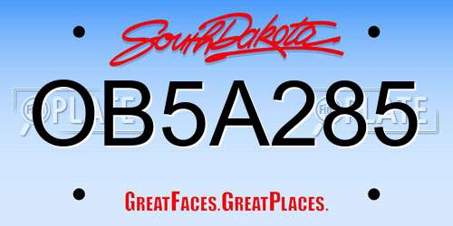 OB5A285 South Dakota License Plate