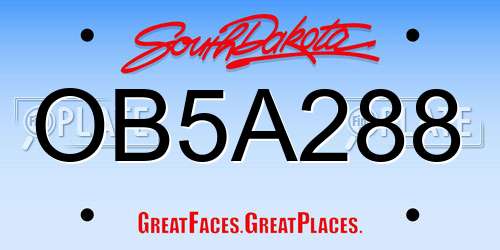OB5A288 South Dakota License Plate