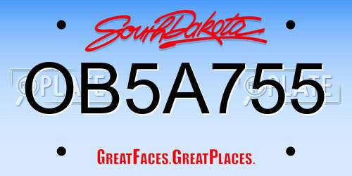 OB5A755 South Dakota License Plate