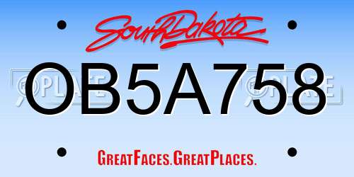 OB5A758 South Dakota License Plate