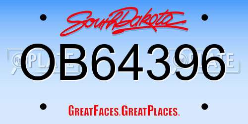 OB64396 South Dakota License Plate