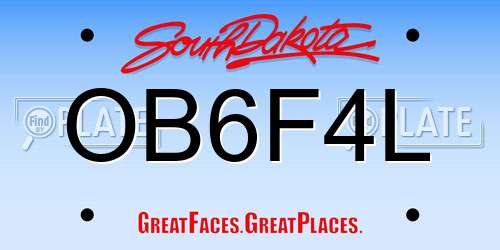 OB6F4L South Dakota License Plate
