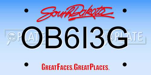 OB6I3G South Dakota License Plate