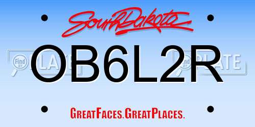 OB6L2R South Dakota License Plate