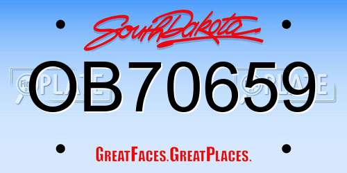 OB70659 South Dakota License Plate