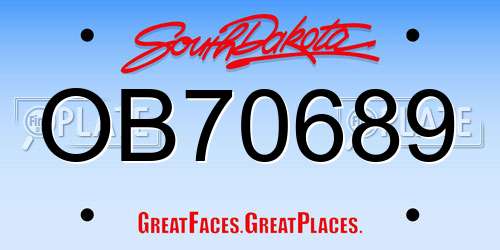 OB70689 South Dakota License Plate