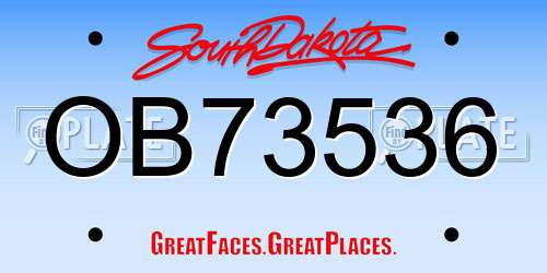 OB73536 South Dakota License Plate