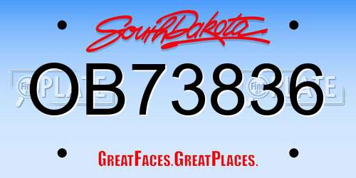 OB73836 South Dakota License Plate