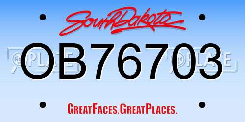OB76703 South Dakota License Plate