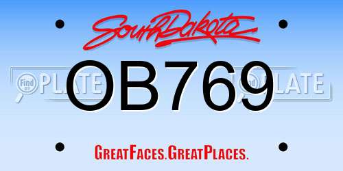 OB769 South Dakota License Plate