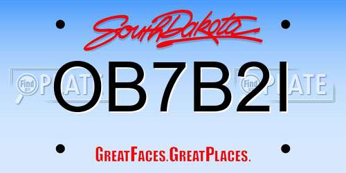 OB7B2I South Dakota License Plate