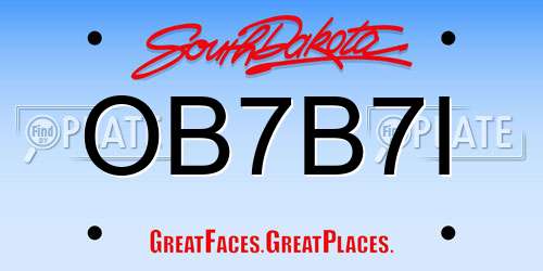 OB7B7I South Dakota License Plate