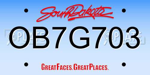 OB7G703 South Dakota License Plate