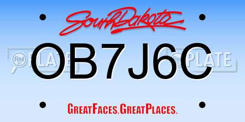 OB7J6C South Dakota License Plate