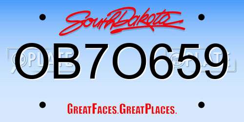 OB7O659 South Dakota License Plate
