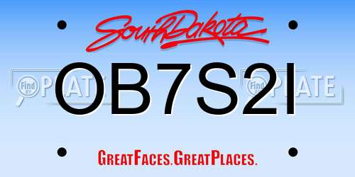 OB7S2I South Dakota License Plate