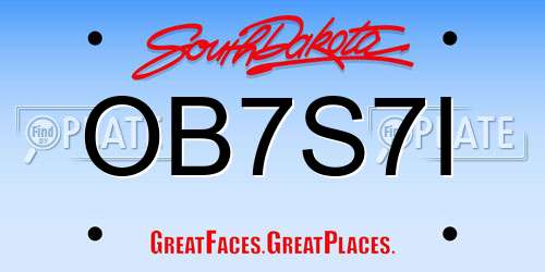 OB7S7I South Dakota License Plate