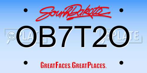 OB7T2O South Dakota License Plate