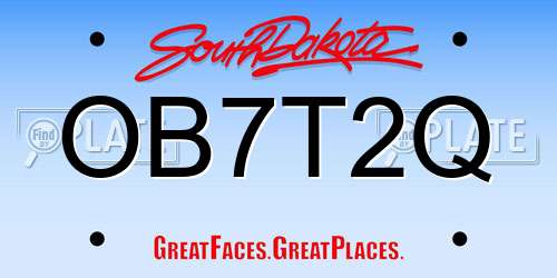 OB7T2Q South Dakota License Plate