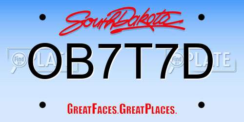 OB7T7D South Dakota License Plate