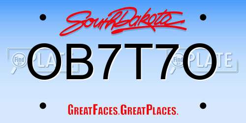 OB7T7O South Dakota License Plate