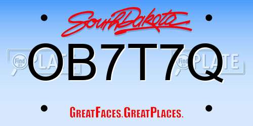 OB7T7Q South Dakota License Plate