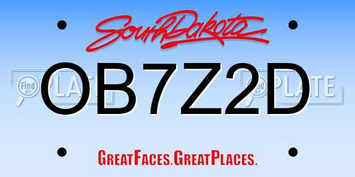 OB7Z2D South Dakota License Plate