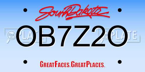 OB7Z2O South Dakota License Plate