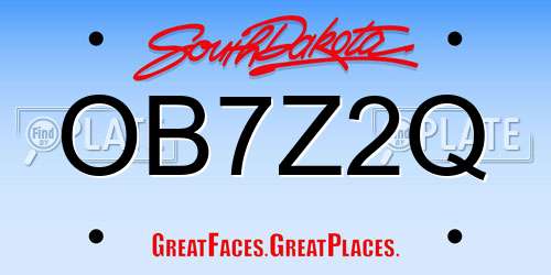 OB7Z2Q South Dakota License Plate
