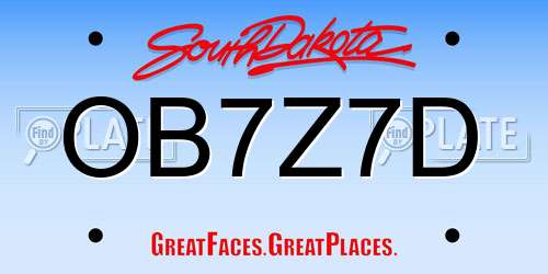 OB7Z7D South Dakota License Plate