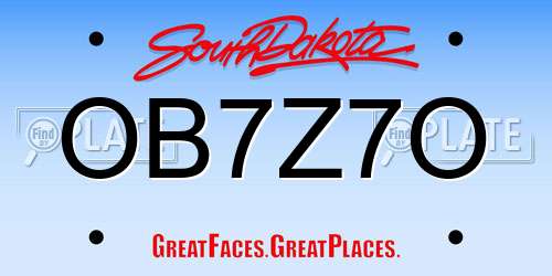 OB7Z7O South Dakota License Plate