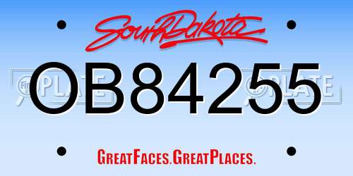 OB84255 South Dakota License Plate