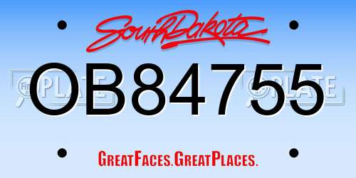 OB84755 South Dakota License Plate