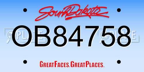 OB84758 South Dakota License Plate