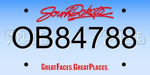 OB84788 South Dakota License Plate
