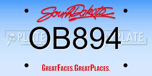 OB894 South Dakota License Plate