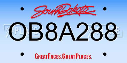 OB8A288 South Dakota License Plate