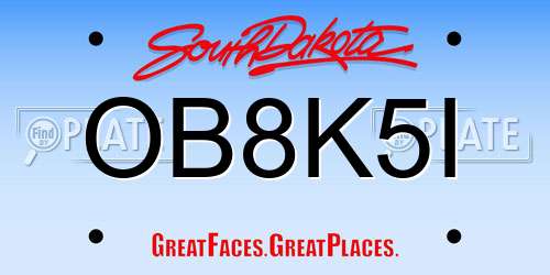 OB8K5I South Dakota License Plate