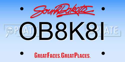 OB8K8I South Dakota License Plate