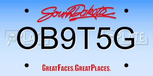 OB9T5G South Dakota License Plate