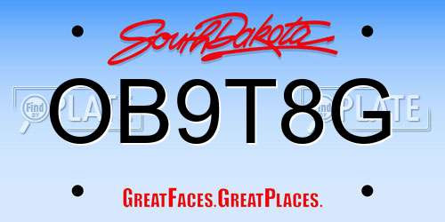 OB9T8G South Dakota License Plate