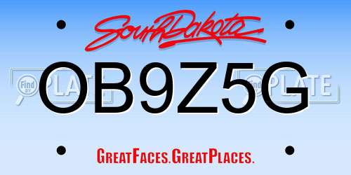 OB9Z5G South Dakota License Plate