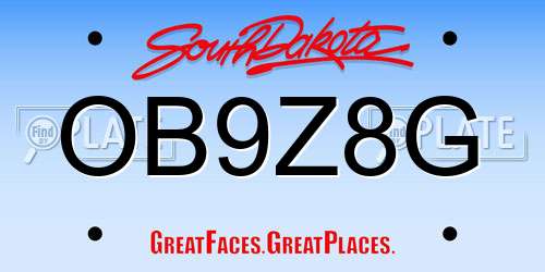 OB9Z8G South Dakota License Plate