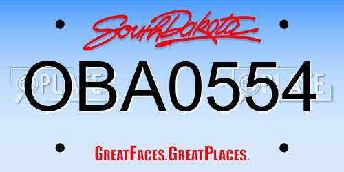 OBA0554 South Dakota License Plate