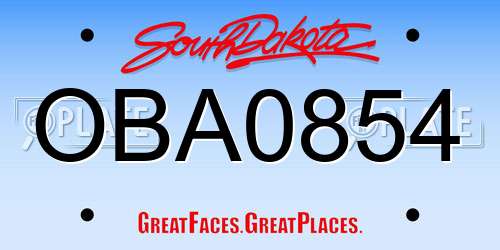 OBA0854 South Dakota License Plate
