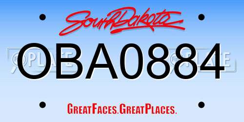 OBA0884 South Dakota License Plate