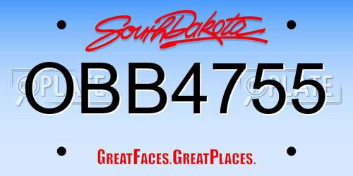 OBB4755 South Dakota License Plate